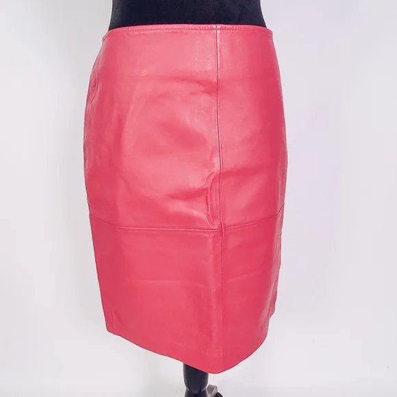 🚫SOLD🚫Pink Leather Skirt - Picture 1 of 3